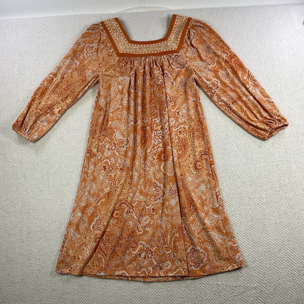 Michael Kors Paisley Print Dress Square Neck Long Sleeve‎ XS
